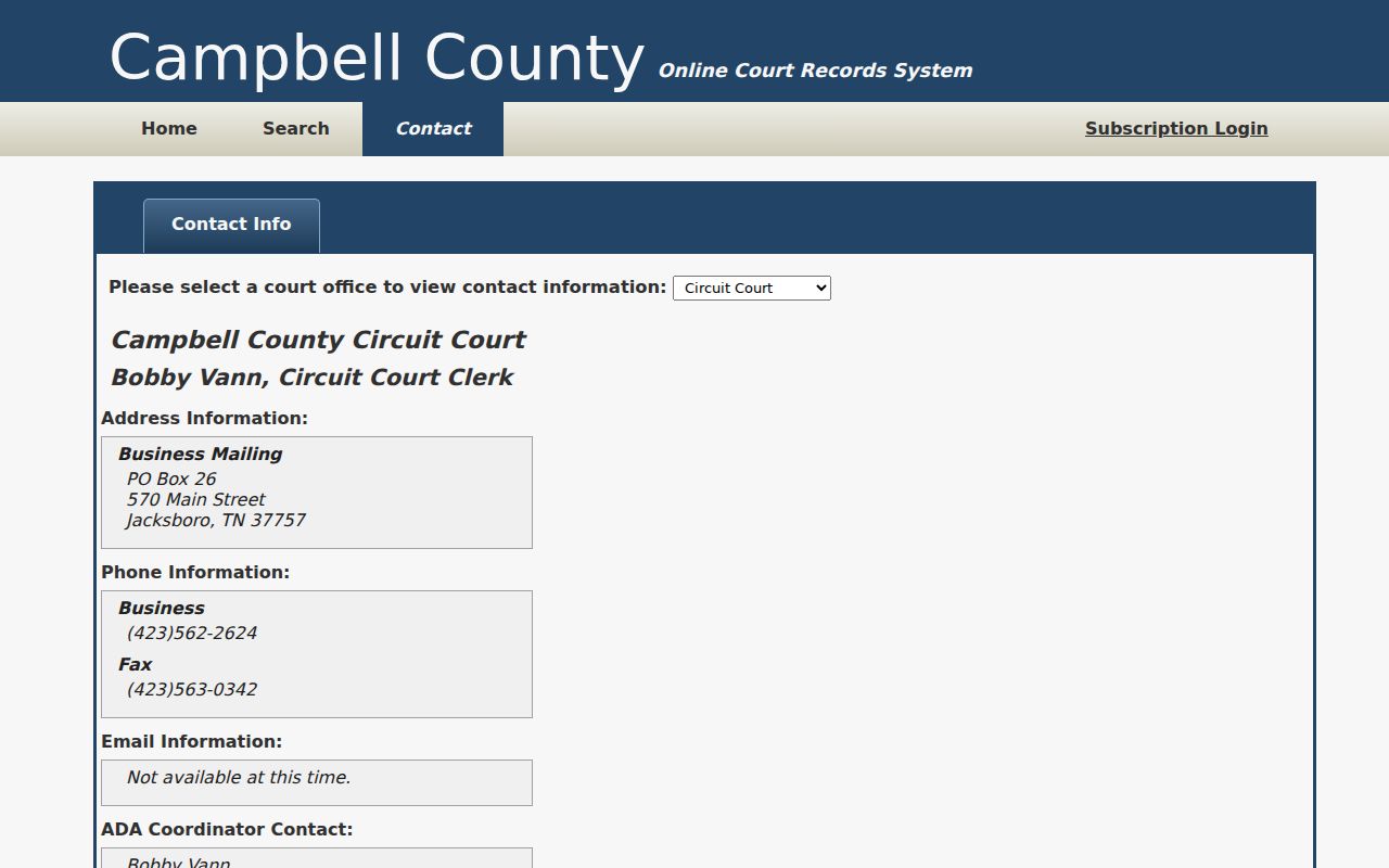 Campbell County portal court office contact choices