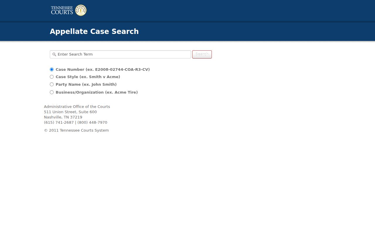 Tennessee appellate Public Case History search