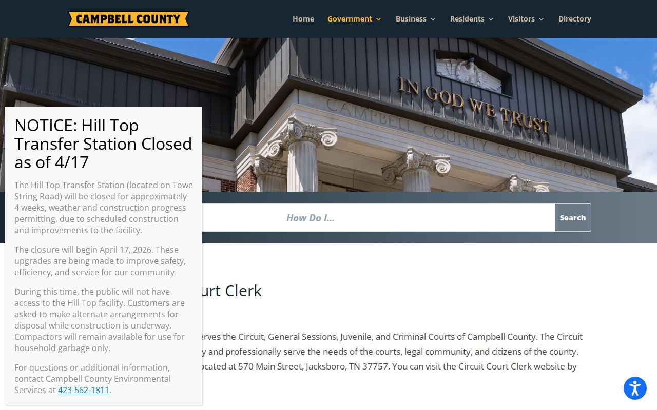 Official Campbell County Circuit Court Clerk and courthouse page