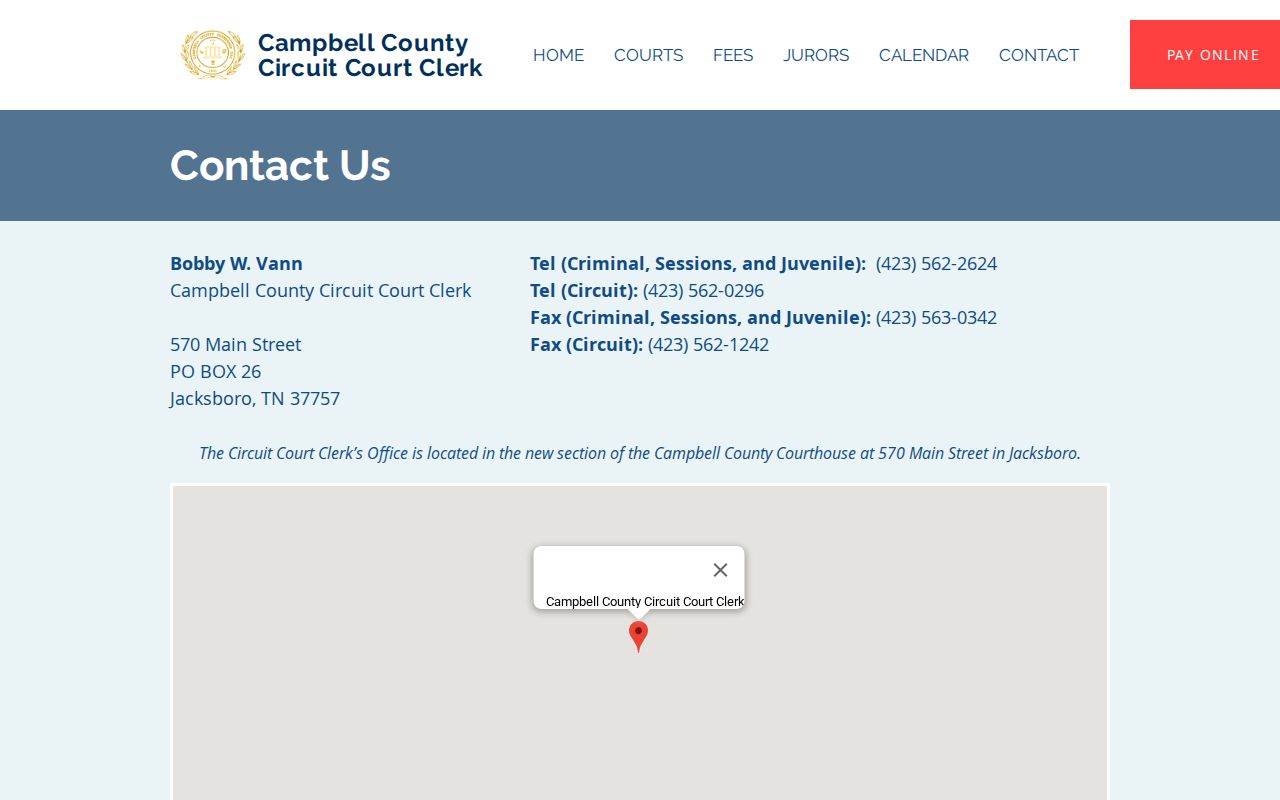 Campbell County Circuit Court Clerk contact page