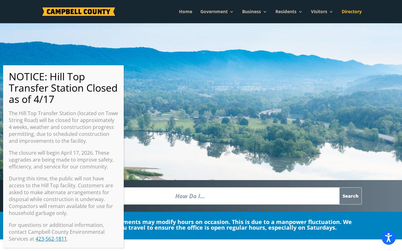 Campbell County directory with court contact information