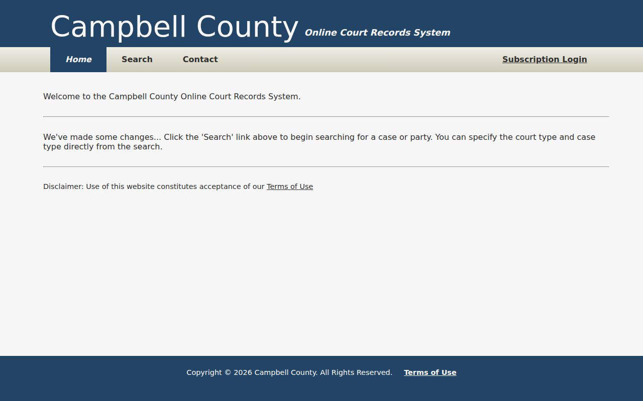 Campbell Online Court Records System landing page