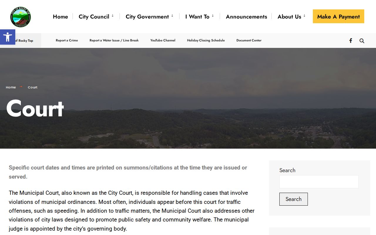 Rocky Top monthly City Court schedule